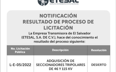 Notificamos el resultado de la licitación L-E-05/2022